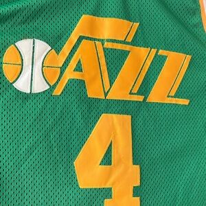 A Utah Jazz basketball Dantley Jersey.